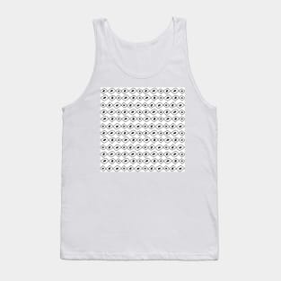 Seamless sketch vector pattern. White vertical twigs lines and zigzags with circles on brown background. Tank Top